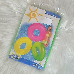 🆕️ NEW 2001 Y2K Intex Neon Green Frost Vinyl Inner Tube Swimming Pool Ring 36"